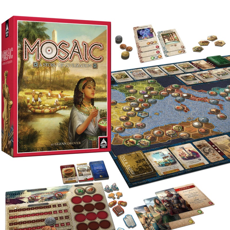 University Games Mosaic: A Story of Civilization - Strategy Board Game for Adults and Family | Fast, Fun, Action-Selection and Area Control Game | 1-6 Players | Ages 14 and Up | 120 Minutes | by Forbidden Games - Image 1
